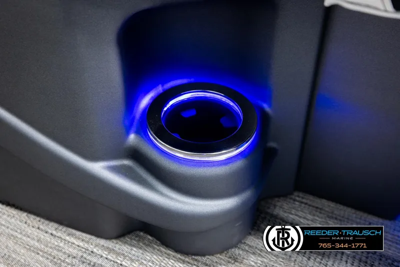 Slide: The Image of Illuminated cup holder in 2026 Avalon Excal LTD CRB boat interior. - 44