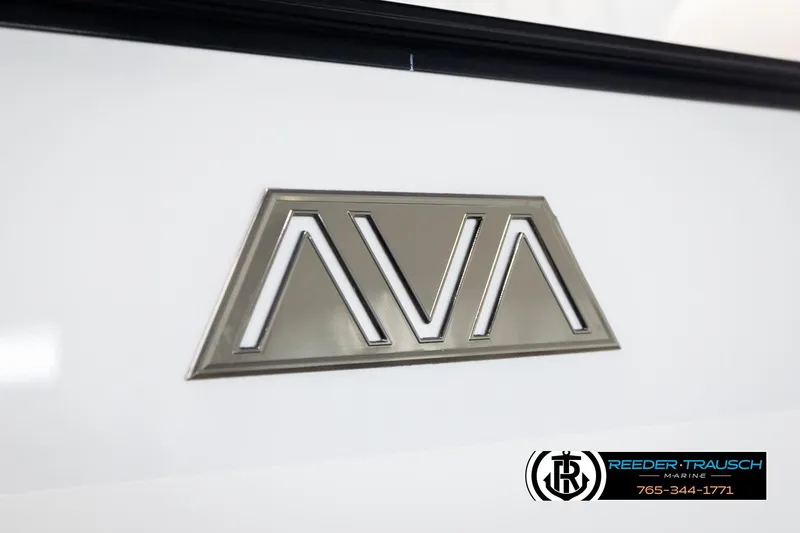Slide: The Image of 2026 Avalon Excal LTD CRB logo on white surface, Reeder-Trausch Marine branding. - 54