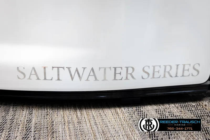 Slide: The Image of Avalon Excal LTD CRB 2026 Saltwater Series boat detail with Reeder-Trausch Marine logo. - 55