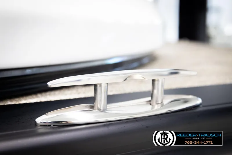 Slide: The Image of Close-up of a 2026 Avalon Excal LTD CRB boat cleat, featuring sleek chrome design. - 60