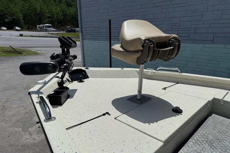 Slide: The Image of 2022 Xpress H20 BAY boat deck with seat and fishing equipment. - 5