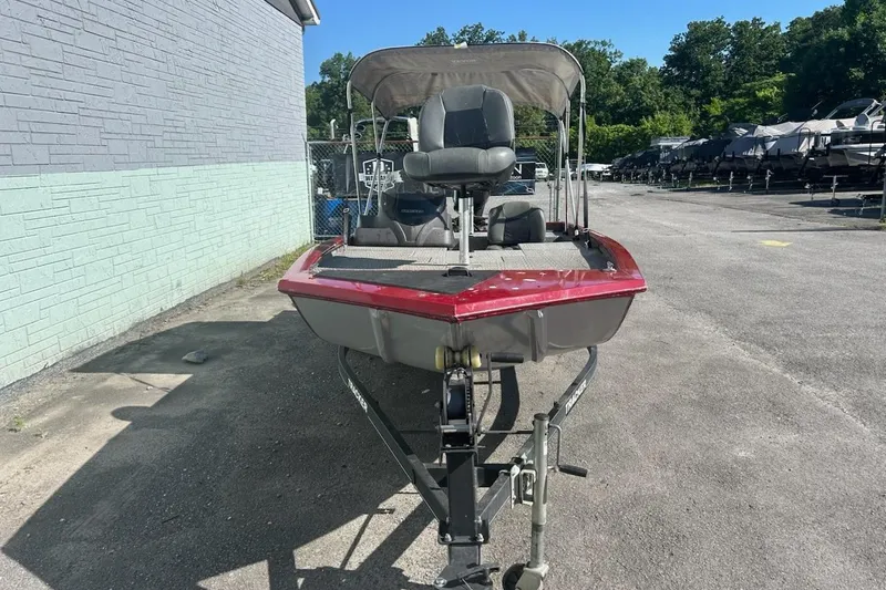 Slide: The Image of 2020 Bass Tracker Pro 170 boat on trailer, parked outdoors. - 4