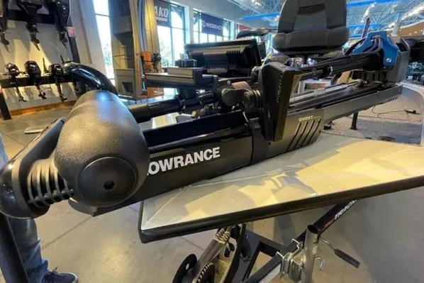 Slide: The Image of 2022 Tracker Pro Team 175 TXW boat with Lowrance equipment in showroom. - 9