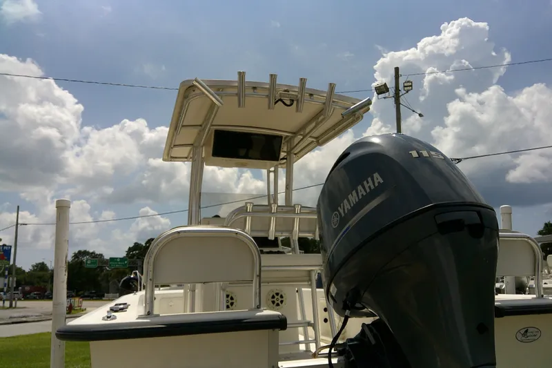 Slide: The Image of 2015 KenCraft 2060 BAYRIDER boat with Yamaha 115 engine under cloudy sky. - 20
