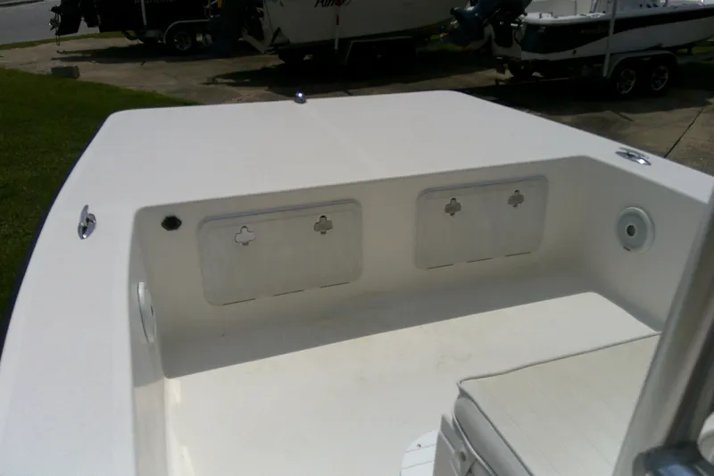 Slide: The Image of 2015 KenCraft 2060 BAYRIDER boat interior with storage compartments and seating. - 3