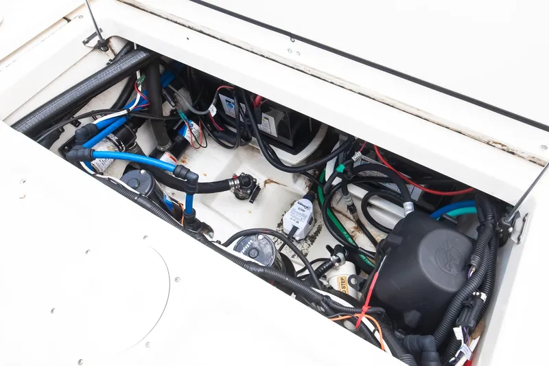 Slide: The Image of 2010 Boston Whaler 250 Outrage wiring and components visible. - 38