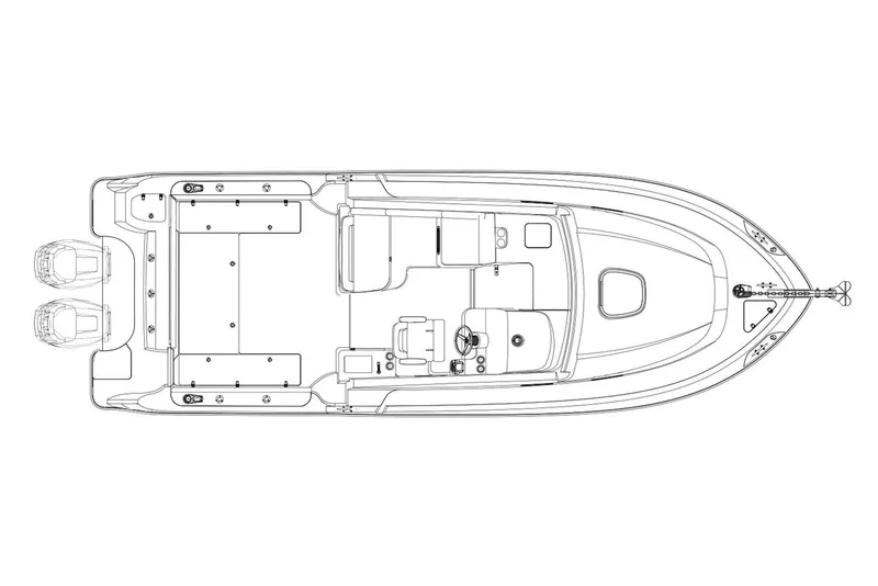Slide: The Image of Top view schematic of 2019 Boston Whaler 315 Conquest boat layout. - 35
