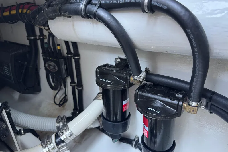 Slide: The Image of 2024 Nor-Tech 400 Supersport boat with sleek design and advanced lighting system. - 21