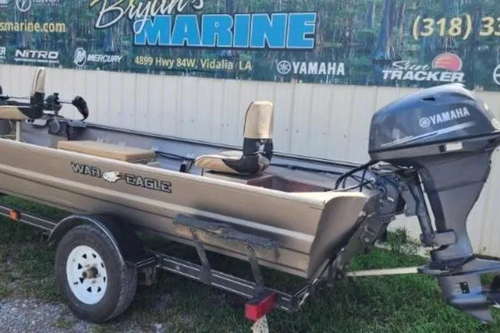 Slide: The Image of 2012 War Eagle 1642 Stick Steer boat with Yamaha motor on trailer at Bryan's Marine. - 8