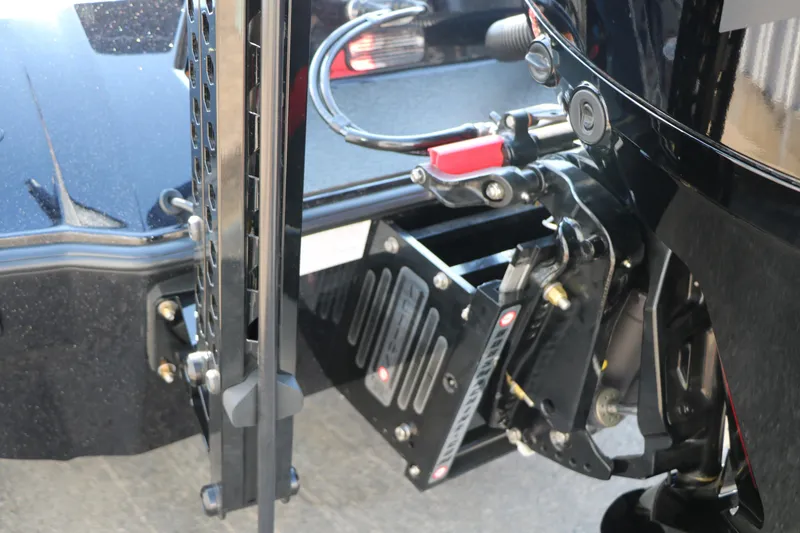 Slide: The Image of 2024 Vexus VXS 20 boat engine mount and hydraulic system close-up. - 11