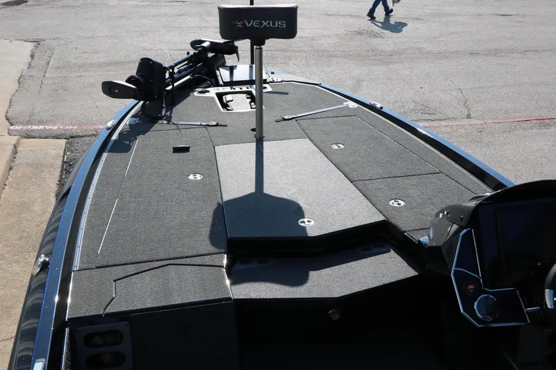 Slide: The Image of 2024 Vexus VXS 20 boat deck with advanced fishing features and sleek design. - 20