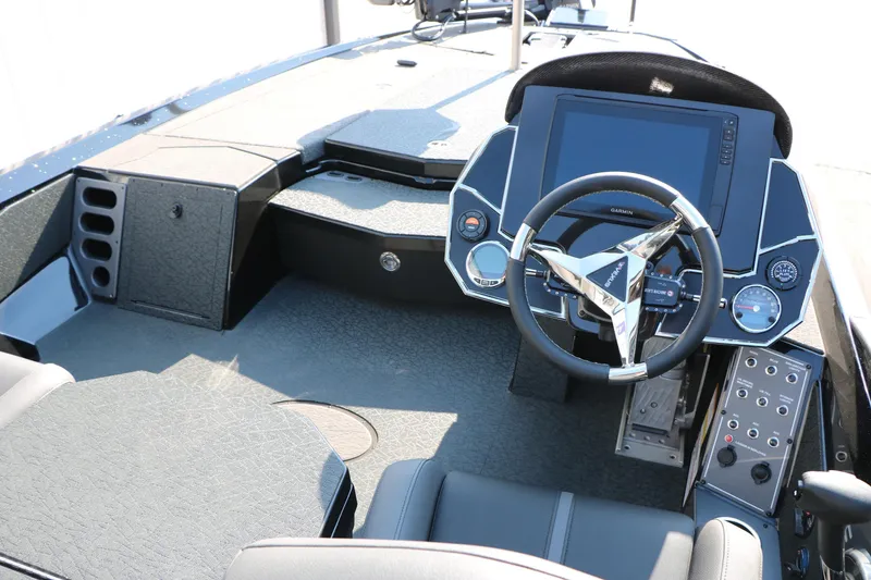 Slide: The Image of 2024 Vexus VXS 20 boat interior with modern steering and control panel. - 23