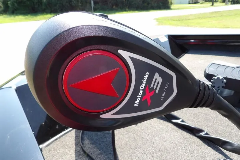 Slide: The Image of Close-up of MotorGuide X3 trolling motor on 2013 Lowe Stinger ST175 boat. - 30
