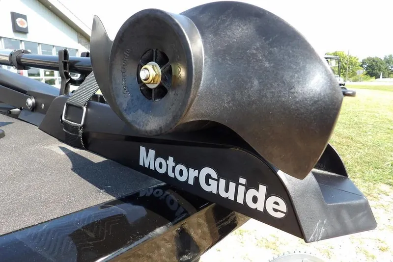 Slide: The Image of Close-up of MotorGuide trolling motor on 2013 Lowe Stinger ST175 boat. - 31