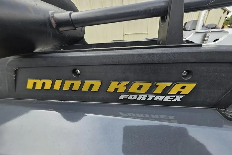 Slide: The Image of Minn Kota Fortrex motor on 2022 Ranger RT188P boat, close-up view. - 19