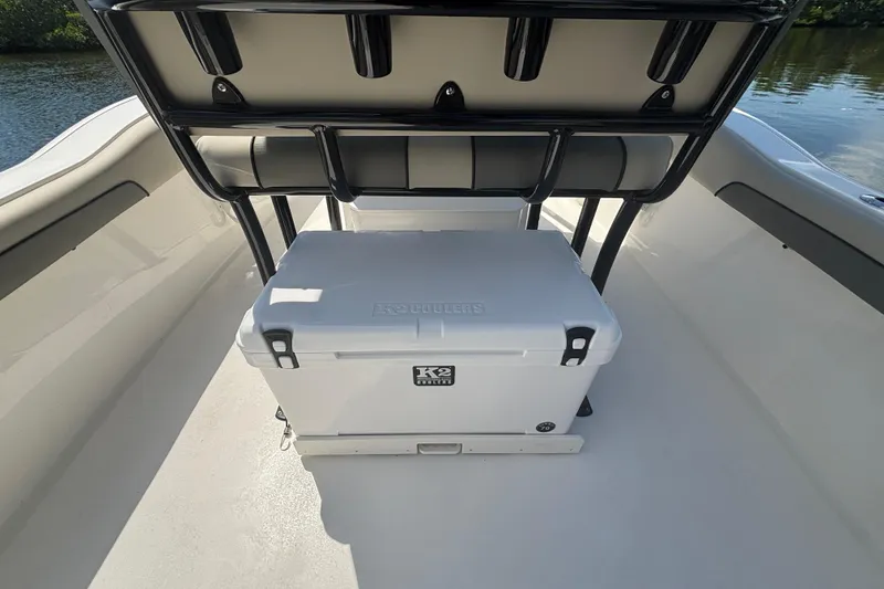 Slide: The Image of 2026 Key West 239 FS boat interior with K2 cooler on deck. - 10