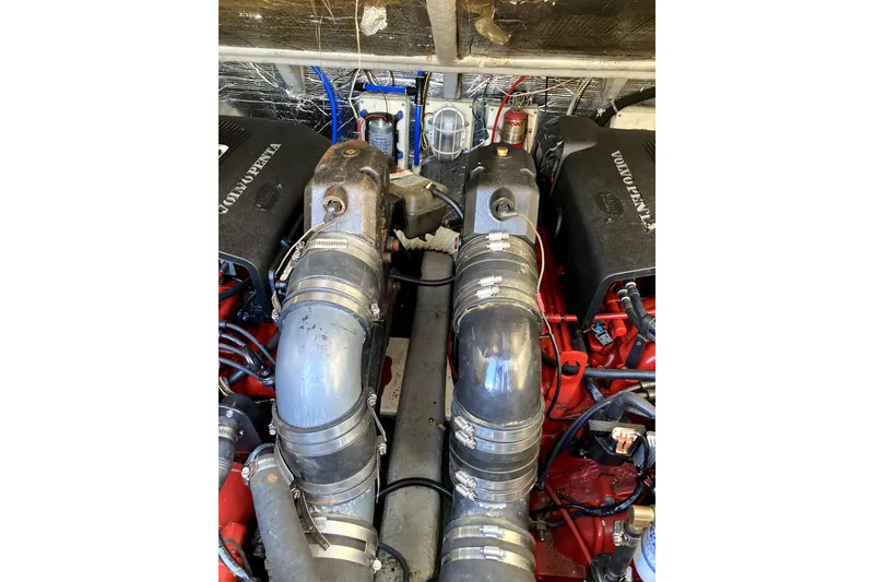 Slide: The Image of Engine compartment of 2002 Albemarle 28 Express boat with Volvo Penta components. - 8