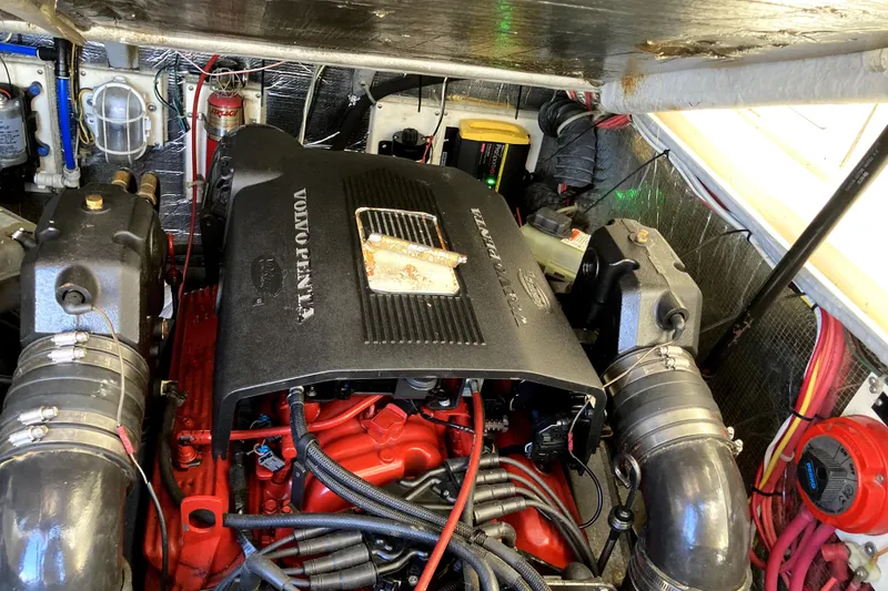 Slide: The Image of Engine compartment of a 2002 Albemarle 28 Express boat with Volvo Penta engine. - 9