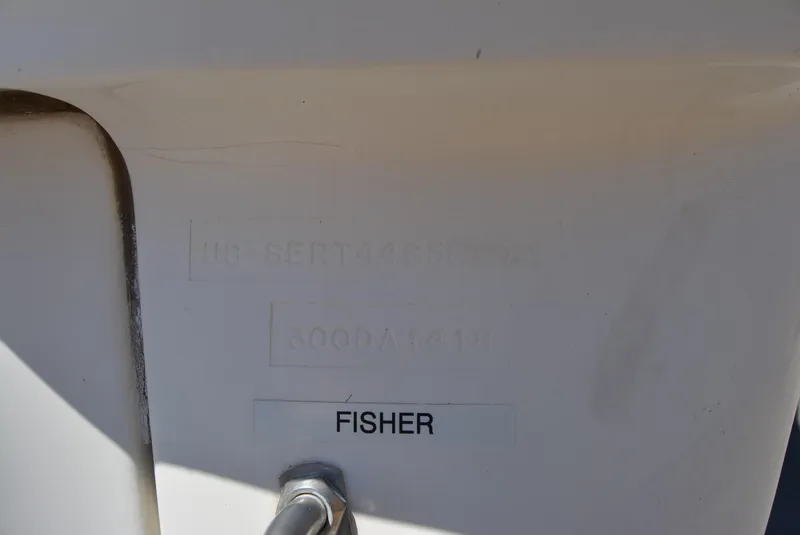 Slide: The Image of 2004 Sea Ray 300 Sundancer boat detail with "Fisher" label. - 44