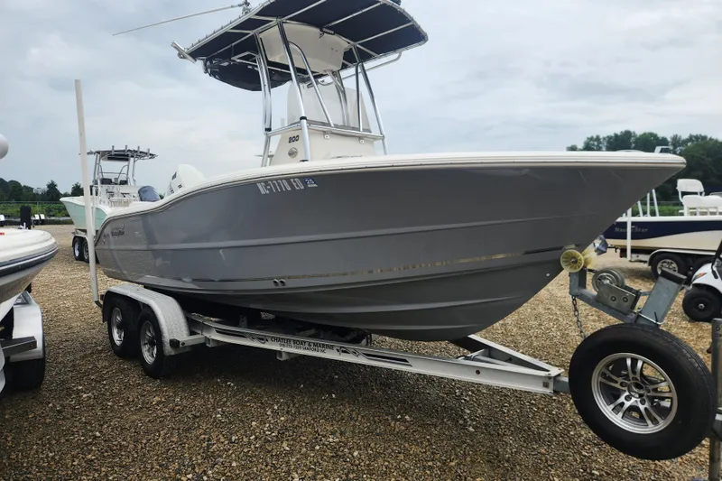 Slide: The Image of 2016 Bulls Bay 200 Center Console boat on trailer, parked outdoors. - 4