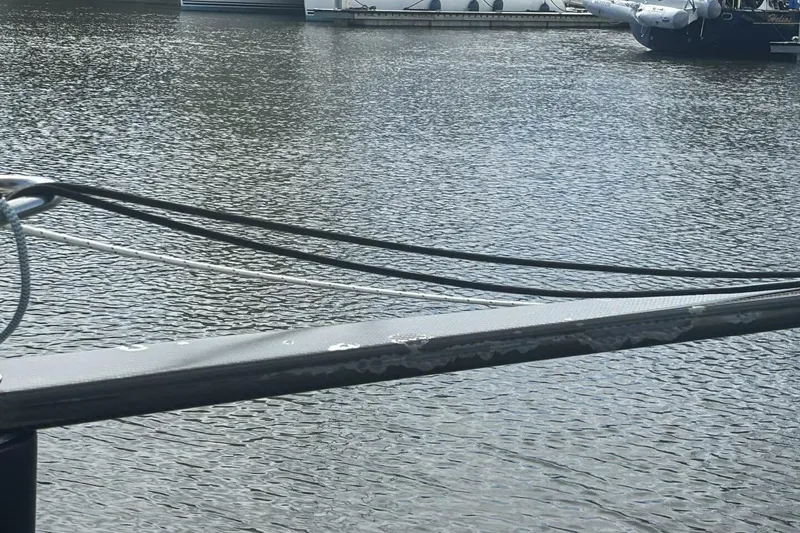 Slide: The Image of Close-up of Akilaria RC2 Class 40 sailboat rigging on calm water, 2009 model. - 30