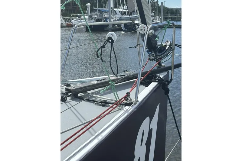 Slide: The Image of Sailboat bow of 2009 Class 40 Akilaria RC2 with rigging details. - 31