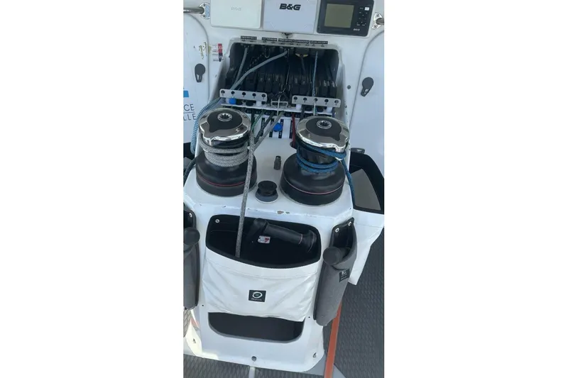 Slide: The Image of Close-up of 2009 Akilaria RC2 sailboat winch and control panel. - 33