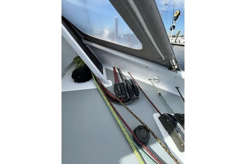 Slide: The Image of Sailing yacht deck with ropes and winches, Class 40 Akilaria RC2, 2009 model. - 36