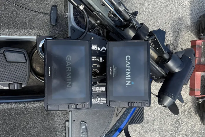 Slide: The Image of Garmin fishfinder displays on a 2021 Nitro Z20 Pro boat dashboard. - 24