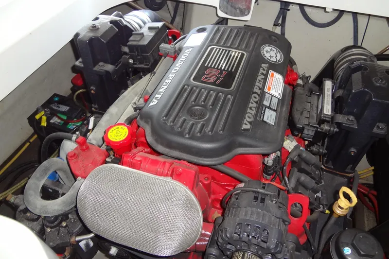 Slide: The Image of Engine compartment of a 2008 Cobalt 302 boat with Volvo Penta engine. - 44