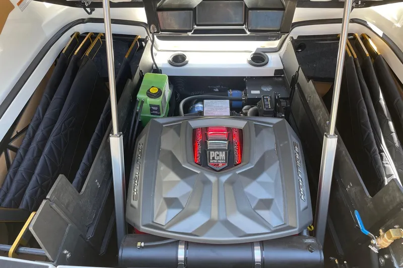 Slide: The Image of 2024 Nautique Super Air Nautique G25 Paragon engine compartment, showcasing PCM engine details. - 14