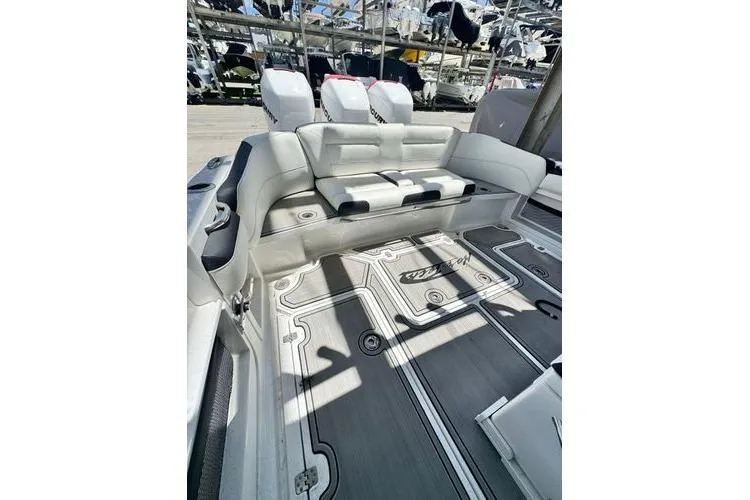Slide: The Image of 2019 Nor-Teck 390 Sport Center Console with sleek seating and modern design. - 12