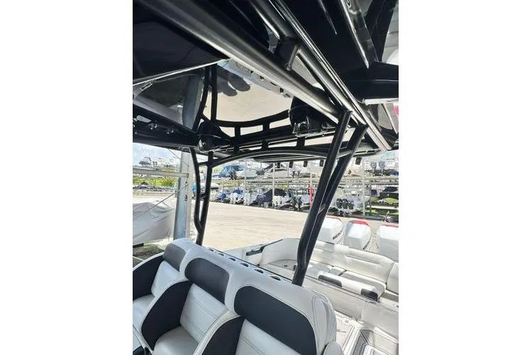 Slide: The Image of 2019 Nor-Teck 390 Sport Center Console interior with sleek seating and sturdy framework. - 28