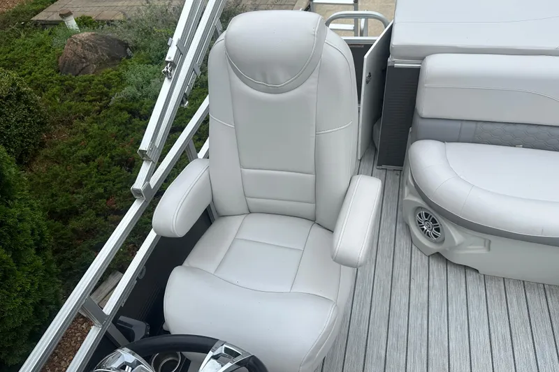 Slide: The Image of Luxurious seating on 2018 Avalon GS2185 boat with sleek white upholstery. - 8