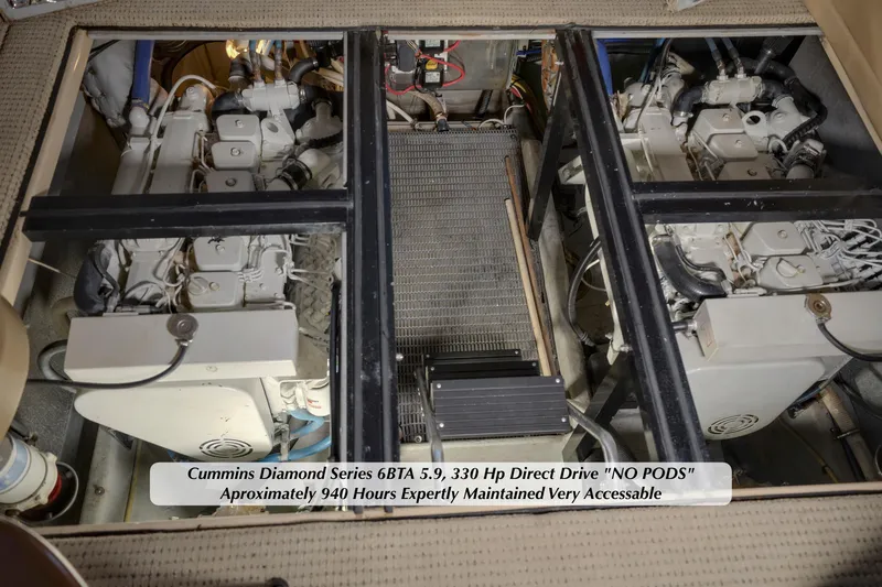 Slide: The Image of Engine room of 2005 Meridian 459 Aft Cabin Motor Yacht with Cummins engines. - 29