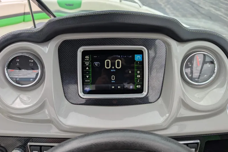 Slide: The Image of Dashboard of 2018 Chaparral Vortex 203 VRX boat with digital display and gauges. - 27