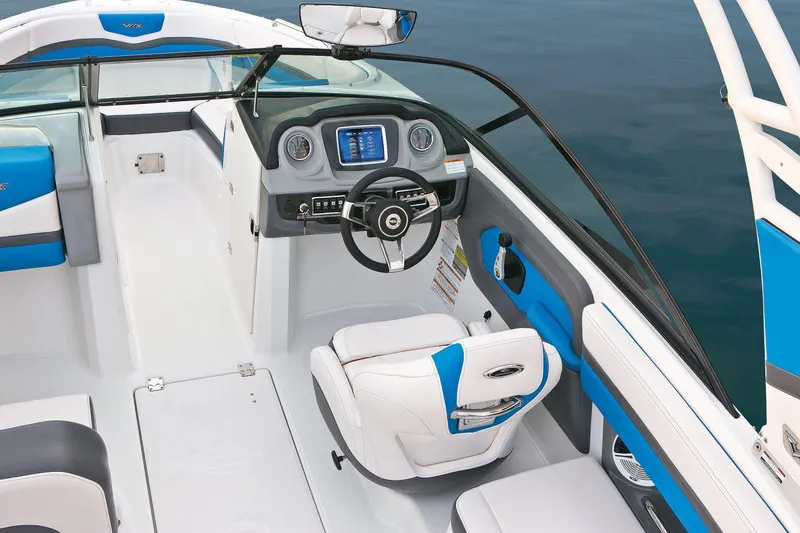 Slide: The Image of Manufacturer Provided Image: 2018 Chaparral Vortex 203 VRX boat interior with steering wheel and seating. - 39