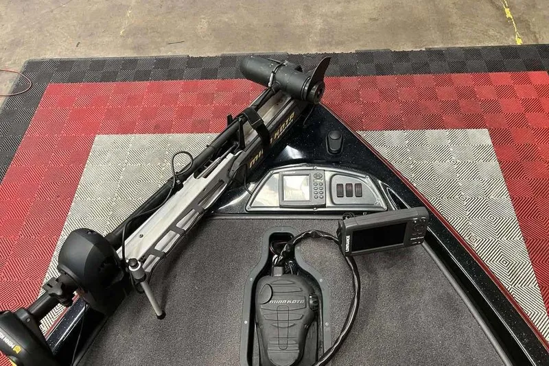 Slide: The Image of 2008 Ranger 188VX Comanche boat deck with trolling motor and electronic controls. - 3