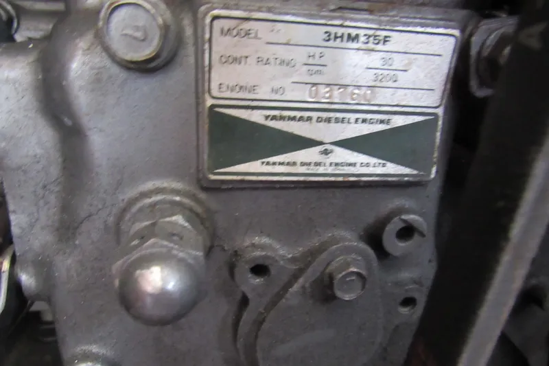 Slide: The Image of Close-up of a Yanmar diesel engine model 3HM35F, 30 HP, from a 1976 Tartan 3800. - 22