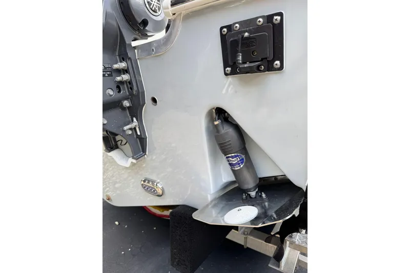 Slide: The Image of 2023 Sea Hunt Gamefish 27 boat engine detail with Yamaha components. - 19