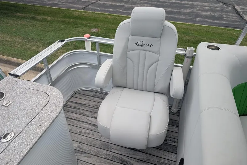 Slide: The Image of Luxurious 2021 Qwest LS 822 DS Bar boat seat with elegant white upholstery. - 12