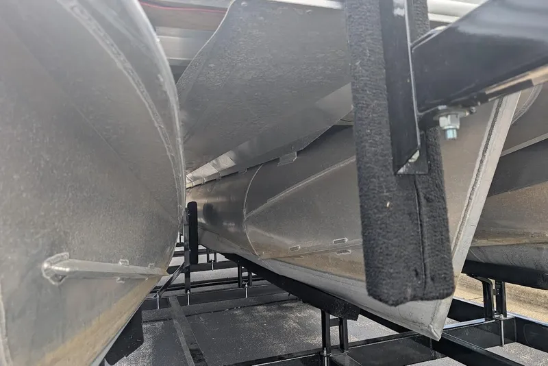 Slide: The Image of Underneath view of a 2021 Qwest LS 822 DS Bar pontoon boat. - 33