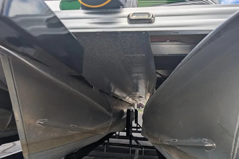 Slide: The Image of Underneath view of a 2021 Qwest LS 822 DS Bar pontoon boat. - 34
