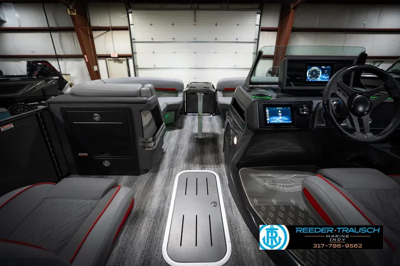 Slide: The Image of Interior of 2026 Bennington 22 MFB boat with modern dashboard and seating. - 19