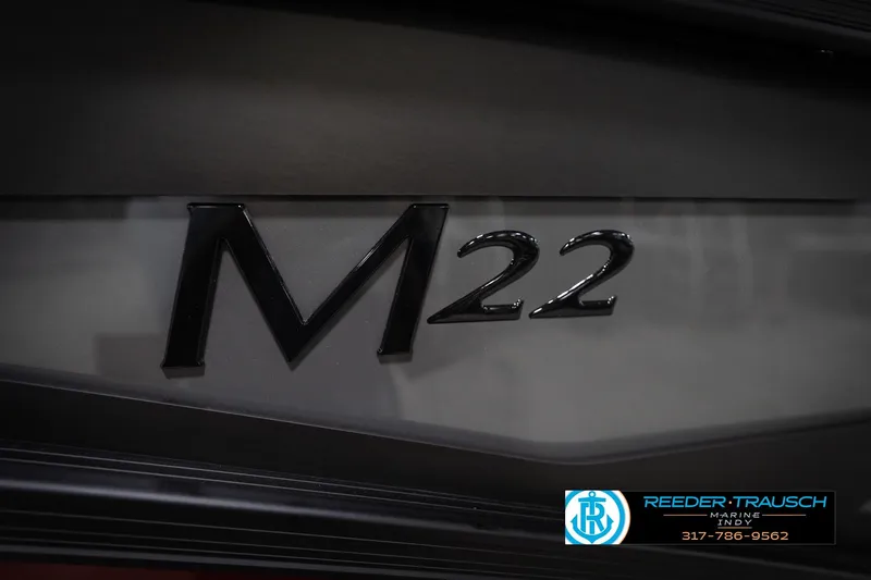 Slide: The Image of 2026 Bennington 22 MFB boat logo with Reeder Trausch Marine contact details. - 53