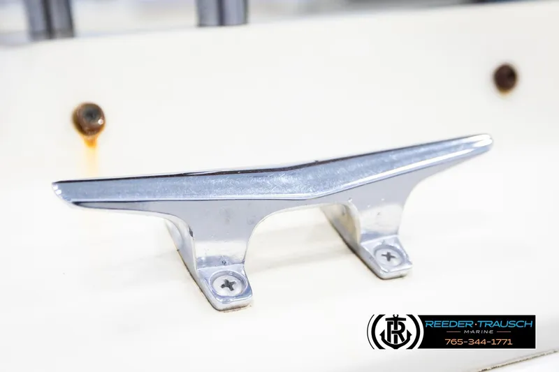 Slide: The Image of Chrome boat cleat on 1977 Searay 220 OV, Reeder-Trausch Marine branding visible. - 62
