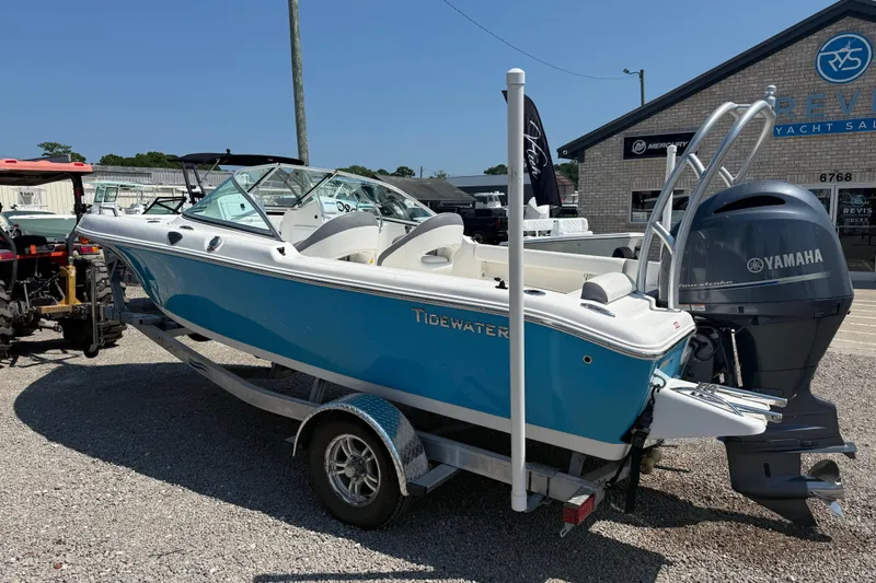 Slide: The Image of 2017 Tidewater 196 DC Explorer boat with Yamaha engine on trailer at dealership. - 3