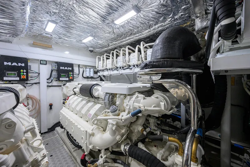Slide: The Image of Engine room of 2020 Princess F70 yacht with MAN engines and advanced equipment. - 100