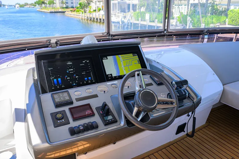 Slide: The Image of Luxury yacht Princess F70 helm with advanced navigation system, 2020 model. - 61