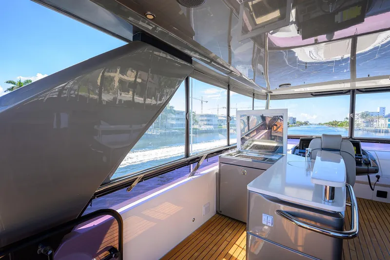 Slide: The Image of Luxurious interior of 2020 Princess F70 yacht with modern amenities and scenic water view. - 62